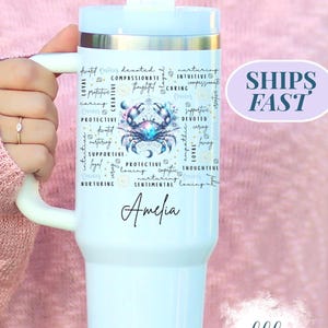 Personalized Cancer Zodiac Tumbler: 40oz Celestial Astrology Gift
