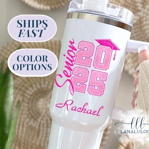 Custom Class of 2025 40oz Travel Tumbler With Handle Graduation Gift for Her 2025 Senior Nights Gift Tumbler Senior Year Keepsake 2025