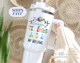 Personalized Science Teacher Tumbler Custom Science Teacher Travel Mug Teacher 40oz Tumbler With Handle Scientist Gift Cup Women In Science