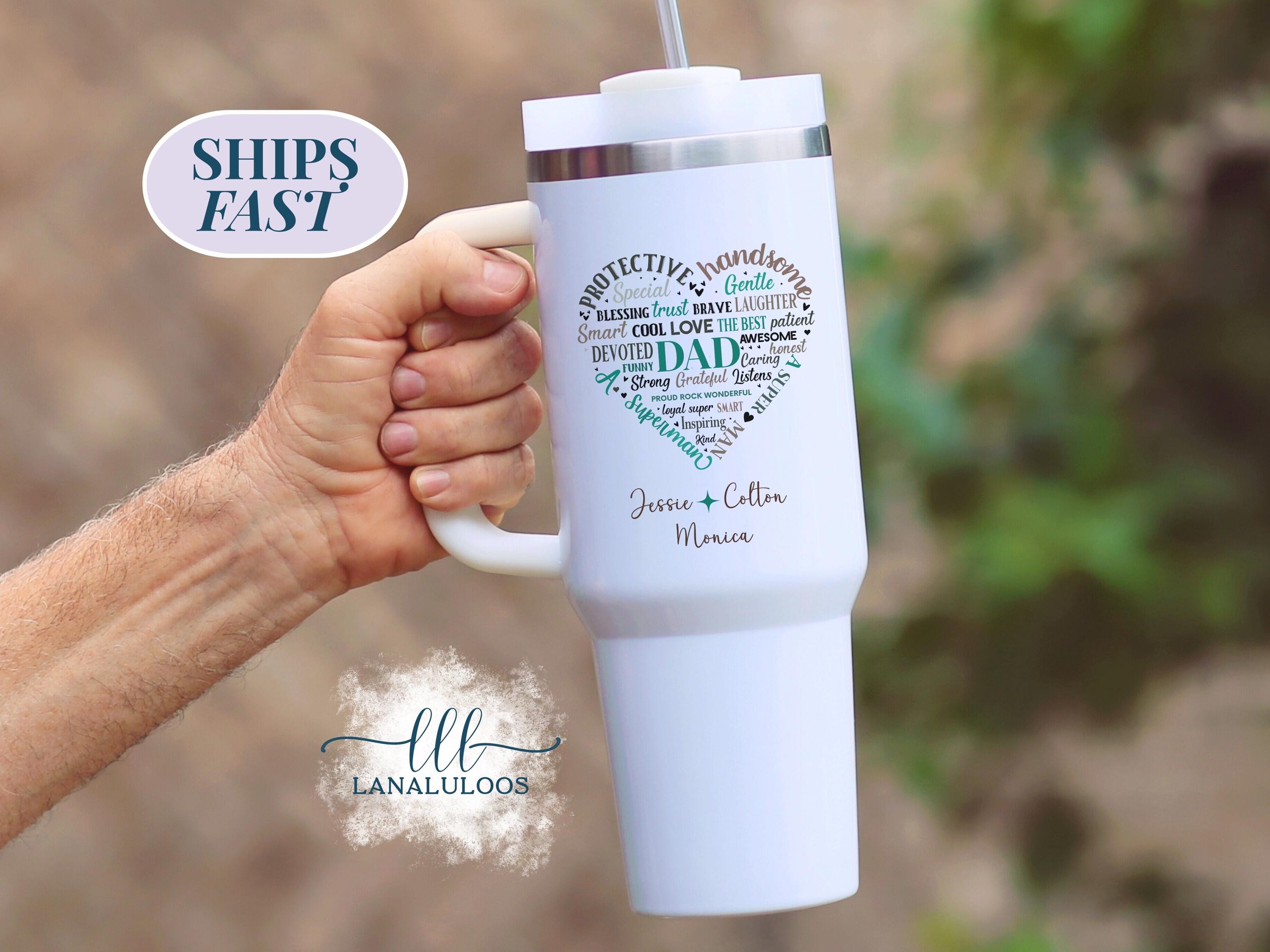 ロザーナ Best Dad - Personalized Custom Leather Tumbler Dad, Grandpa, Papa