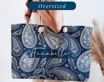 Personalized Paisley Weekender Bag • Custom Travel Tote, Bridesmaid Gift