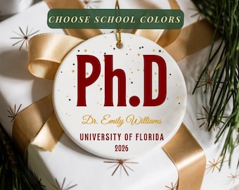 Personalized PhD Graduation Ornament, Doctorate Gift Keepsake
