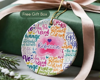 Personalized Ceramic Heart Ornament: Inspirational Christmas Keepsake