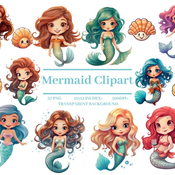 Mermaid Clipart - Etsy