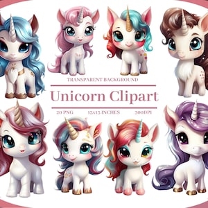 20 Lindo Unicornio Chica Clipart PNG Bebé Unicornio Clip Art Paquete Unicornio Cumpleaños PNG