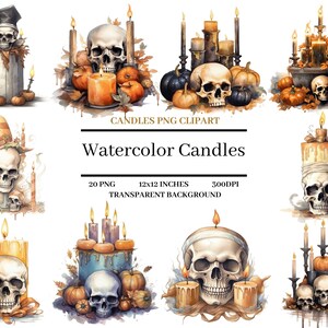 Watercolor Halloween Candles Clipart Bundle Halloween Clipart Spooky Clipart Watercolor Halloween Watercolor candles