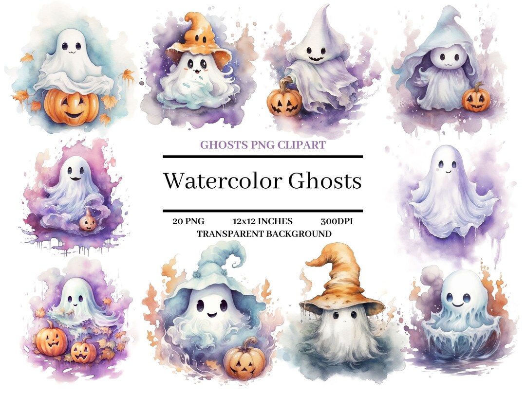 Cute Halloween Ghost Clipart Bundle Halloween PNG Spooky Clipart ...