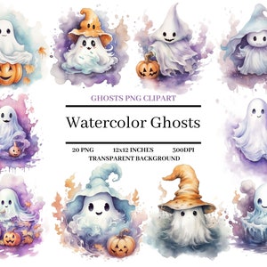 Cute Halloween Ghost Clipart Bundle Halloween PNG Spooky Clipart Instant download for commercial use