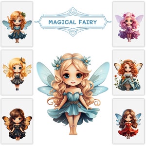 Magical Fairy Clipart Bundle, Fantasy Art, Fairies With Wings for Commercial Use, Digital Download