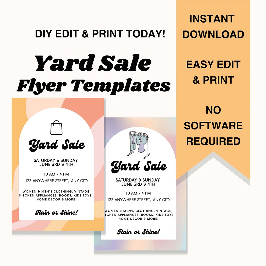 EDITABLE Yard Sale Flyer Printable Template Etsy