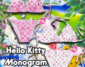 Hello Kitty Monogram Swim | Swimsuit | Women's Swimwear| Bikini Set | Swimwear | Sanrio | Summer Swimsuit | Y2k Swimsuit | 2 Piece Set