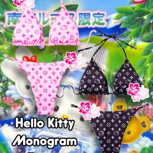 Hello Kitty Monogram Thong | Swimsuit | Women's Swimwear| Bikini Set | Swimwear | Sanrio | Summer Swimsuit | Y2k Swimsuit | 2 Piece Set