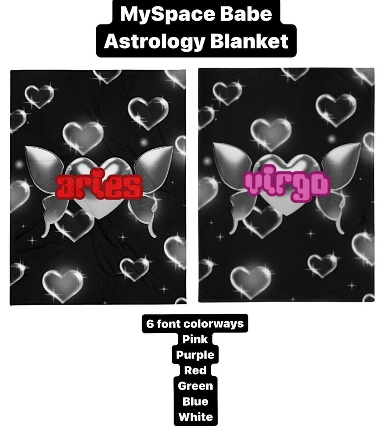 Customize Zodiac Sign Astrology Blanket Personalized Throw Blankets Y2k Designs 2000s Cybercore