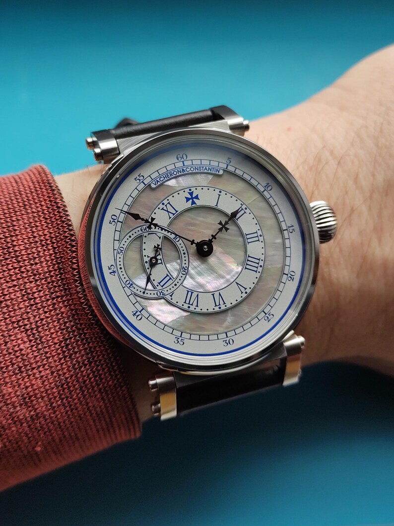 Relógio masculino Vacheron Constantin. Movimento suíço antigo de relógio de bolso em caixa de pulso nova. imagem 6