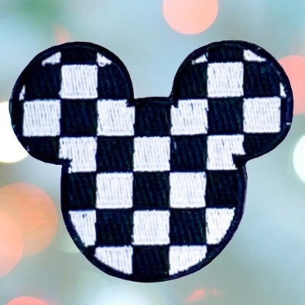 Checkered Black and White Mickey Mouse Patch / Iron-On / 2.5" x 2.5" / Iron-On Patch / Disneyland Patch / Limited Time / Disney / Kids Patch