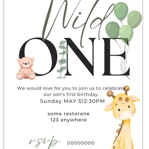 Wild one Invitation