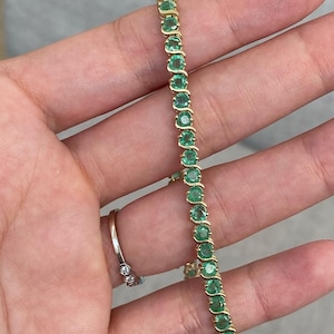 Vintage 14K Gold Emerald Tennis Bracelet  Natural Gemstone Jewelry  Gift for Her