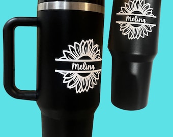 NEW* Custom Personalized Name Floral Flower Vinyl Decal for Stanley Owala tumbler Slm Hydroflask Yeti Gift Idea Laptop Mirror Window