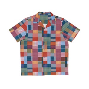 Patchwork Plaid Men&#39;s Hawaiian Shirt