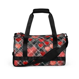 Red Hearts on Black gym bag