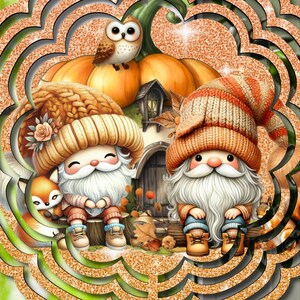 Herfst kabouter wind spinner ontwerp herfst Gonk sublimatie PNG 8 en 10 inch tuin spinner afbeelding herfst tuin decor digitale downloadbestand