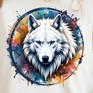 Dire Wolf Clipart Design loup blanc sublimation PNG fond Transparent Tshirt animal fichier graphique imprimable en téléchargement numérique