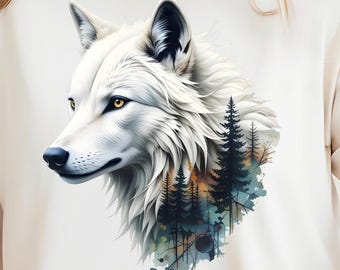 Dire Wolf Clipart Design White Wolf Sublimation PNG Transparent Background Animal Tshirt Graphic Printable Digital Download File