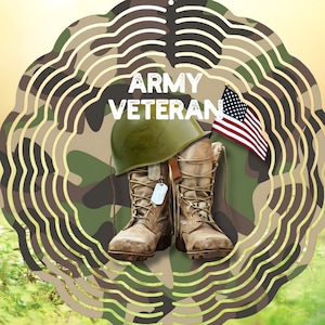 Army Veteran Patriotic Wind Spinner Design Sublimation PNG for 8 inch To 10 inch Spinner Digital Download