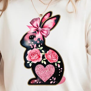 Kokette Osterhase PNG Rosa Kokette Kaninchen Clipart Kaninchen PNG Aquarell Blumenmuster Transparenten Hintergrund Digital Download Datei