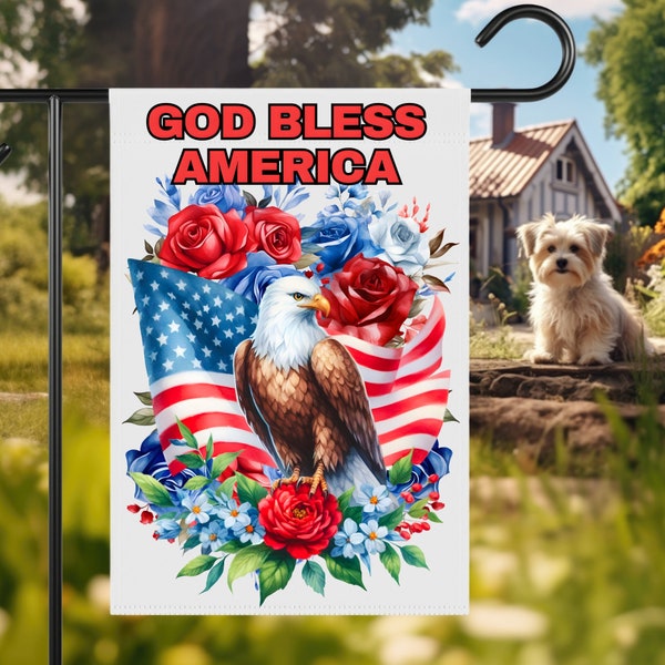 God Bless America Memorial Day Garden Flag PNG 12x18 Outdoor Flag Digital Download Design