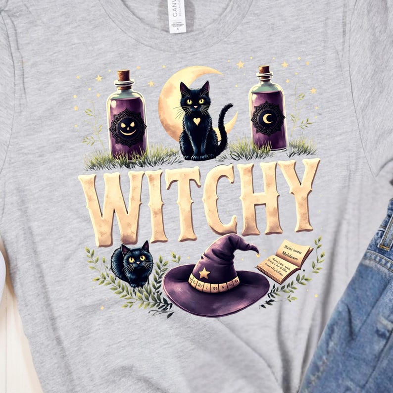Witchy Halloween Clipart Bundle, Gothic Witch PNG, Witchcraft Clipart, Dark Feminine Mystical Sublimation Design Typography Digital Download