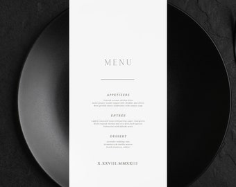 Minimalist Modern Wedding Menu Card | Modern Wedding Menu Template | Editable Menu Card