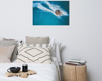 Quadro da parete con soggetto Hawaii Ocean, poster fotografico di surf, decorazione costiera, regalo per surfisti, il blu abbagliante