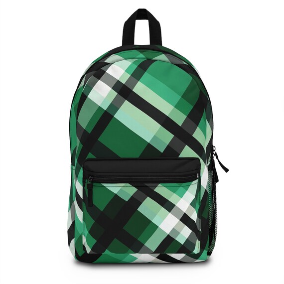 Green and Black Plaid Backpack Etsy
