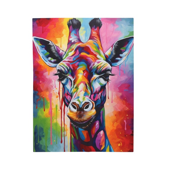 Giraffe Graffiti Velveteen Plush Blanket Etsy Canada