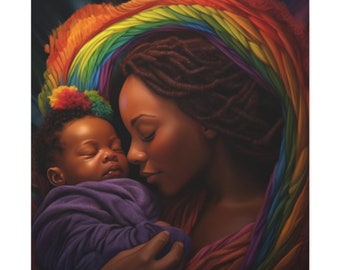 Rainbow Baby Soul Sista Motherly Love Black Canvas Art