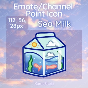 Twitch Sea Terrarium Milk Carton Channel Point Icon / Emote / Kawaii / Ocean / Water