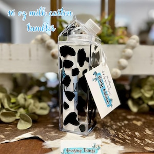 Cow Print Milk Carton, Milk Carton, Cow Print Designs, 16oz milk carton, Mother's Day Gift, Western Tumblers