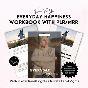 Everyday Happiness Guide: PLR Canva Template, Spiritual Business Workbook (Digital Download)