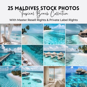 Maldives Beach Stock Photos | Tropical AI Images, MRR PLR (Digital Download)