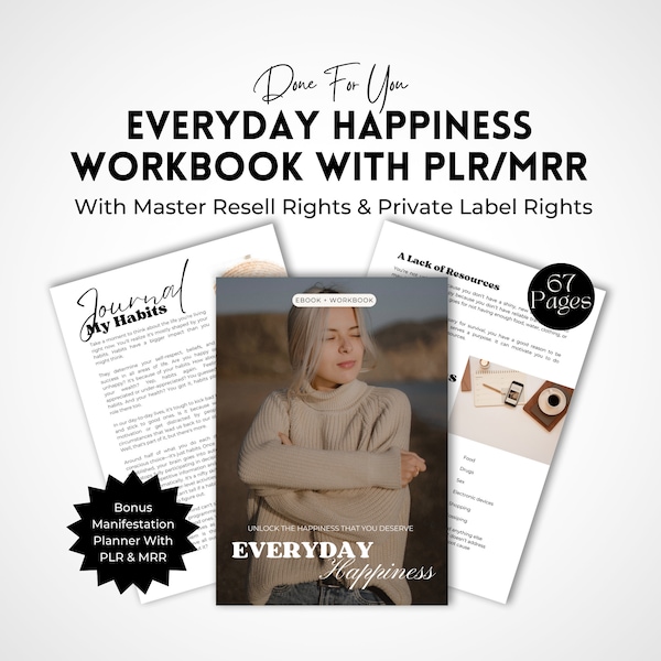 Everyday Happiness Guide | Master Resell Rights | Happiness Workbook | Self Love Workbook | Happiness eBook | PLR | Done For You Guide.