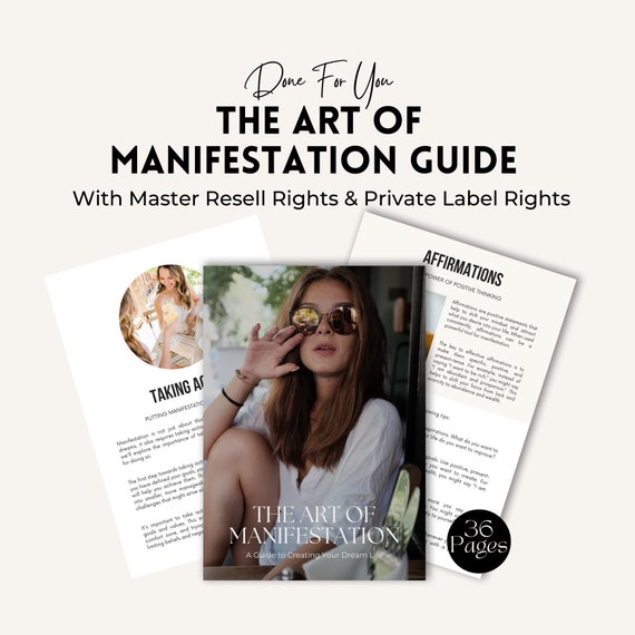 Manifestation Guide: Law of Attraction, PLR & MRR (Canva, 36 Pages)