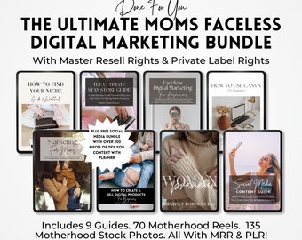 Faceless Marketing Bundle For Moms With Master Resell Rights | Digital Marketing | Faceless Marketing | PLR Digital Products | Social Media.