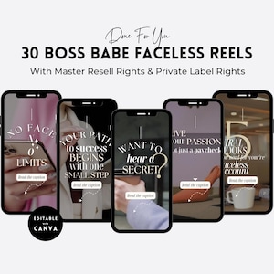 30 Faceless Reels Videos | Digital Marketing with Master Resell Rights | MRR PLR | Faceless Instagram | Boss Babe Reels | Aesthetic Boho.