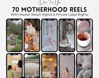 70 Faceless Motherhood Reels | MRR PLR Canva Templates (Digital Download)