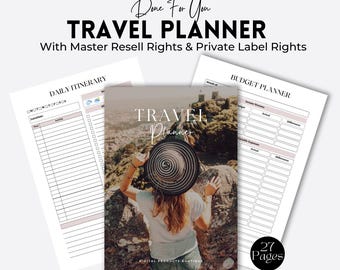 PLR Travel Planner: Canva Template, Itinerary, Packing List (Digital Download)