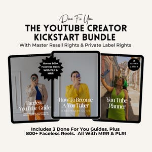 Faceless YouTube Guide: MRR PLR eBook Bundle, Automation Strategies (Digital Download)