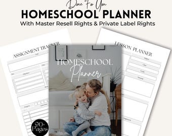 Homeschool Planner Bundle: Editable Canva Templates, MRR PLR (Digital Download)