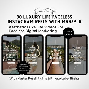Faceless Videos | Aesthetic Videos | Master Resell Rights | MRR | Done For You | DFY | Luxury Faceless Instagram Account | Story Templates.