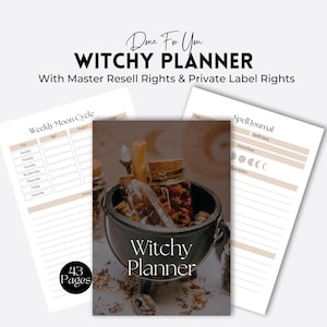 Witch Planner | Digital Witchy Planner | Printable Tarot Journal | Astrology Organizer | Grimoire, Spell Book | PLR MRR Digital Products.